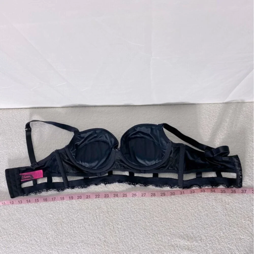 La Senza Black Bustier Bra W Gold Dots And Lace Trim 36B - Picture 12 of 12